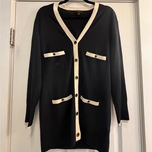 J. Crew Black and Cream Cardigan